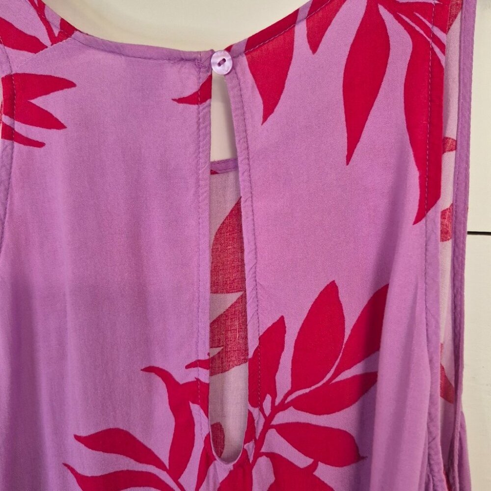 Old Navy Floral Print Pink & Red Sleeveless Blouse With Back Button Detail Women - Picture 3 of 8